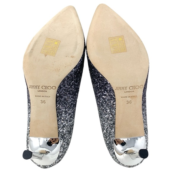 Jimmy Choo Romy 85 Fireball Navy Silver Ombre Glitter Pointed Toe Stiletto Pumps - Picture 9 of 10